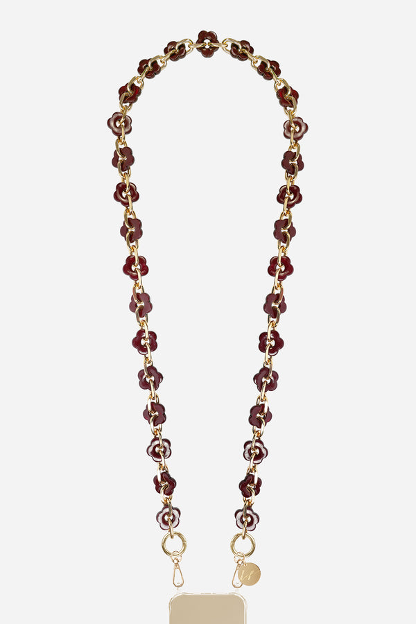 Chaine Longue Cassy Fleurs Bordeaux 120 cm