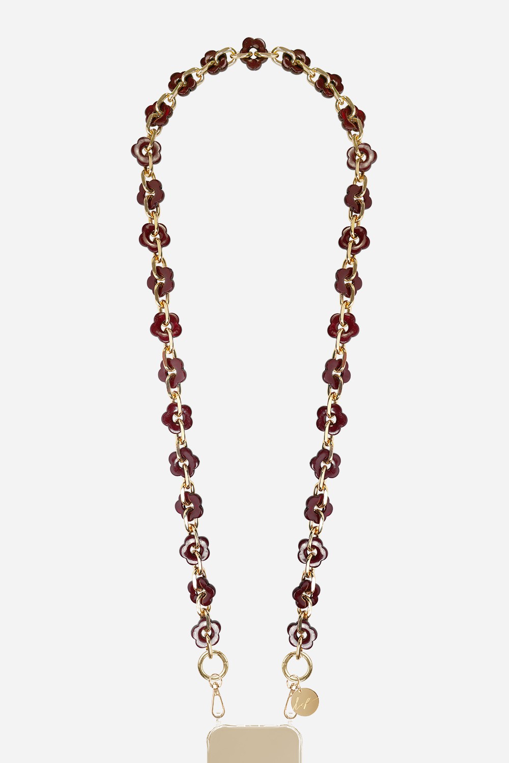 Chaine Longue Cassy Fleurs Bordeaux 120 cm