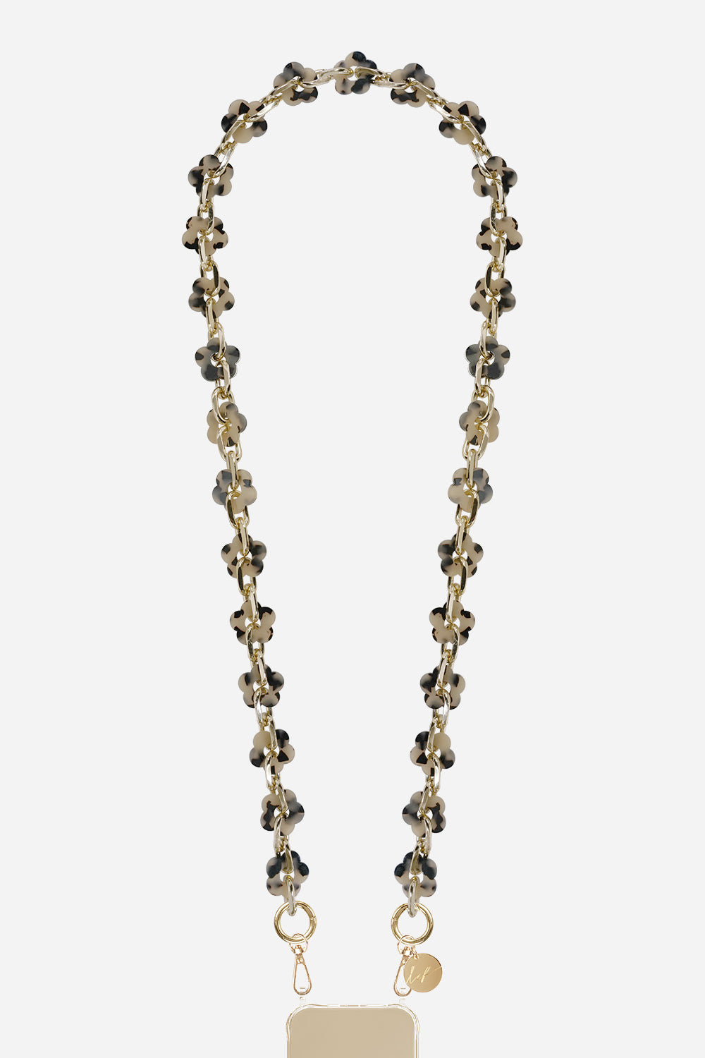 Long Cassy Chain Beige Tortoiseshell Flowers 120 cm
