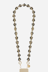 Chaine Longue Cassy Fleurs Ecaille Beige 120 cm