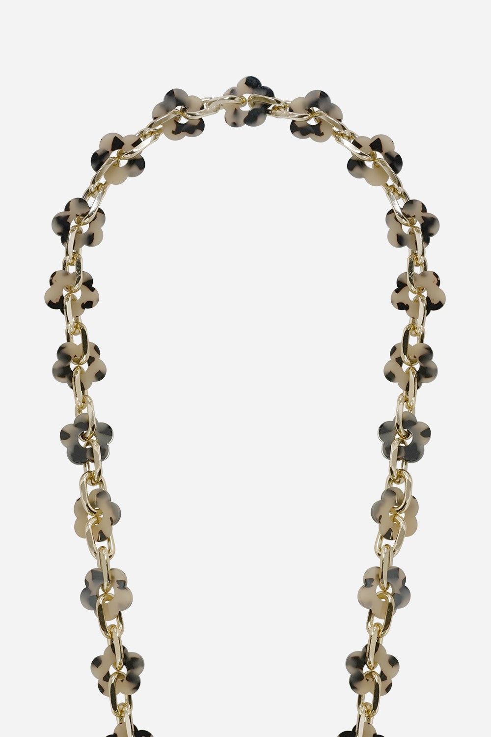 Chaine Longue Cassy Fleurs Ecaille Beige 120 cm