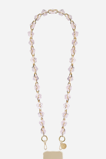 Chaine Longue Cassy Fleurs Ecaille Rose 120 cm