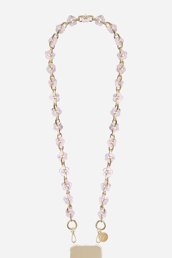 Chaine Longue Cassy Fleurs Ecaille Rose 120 cm