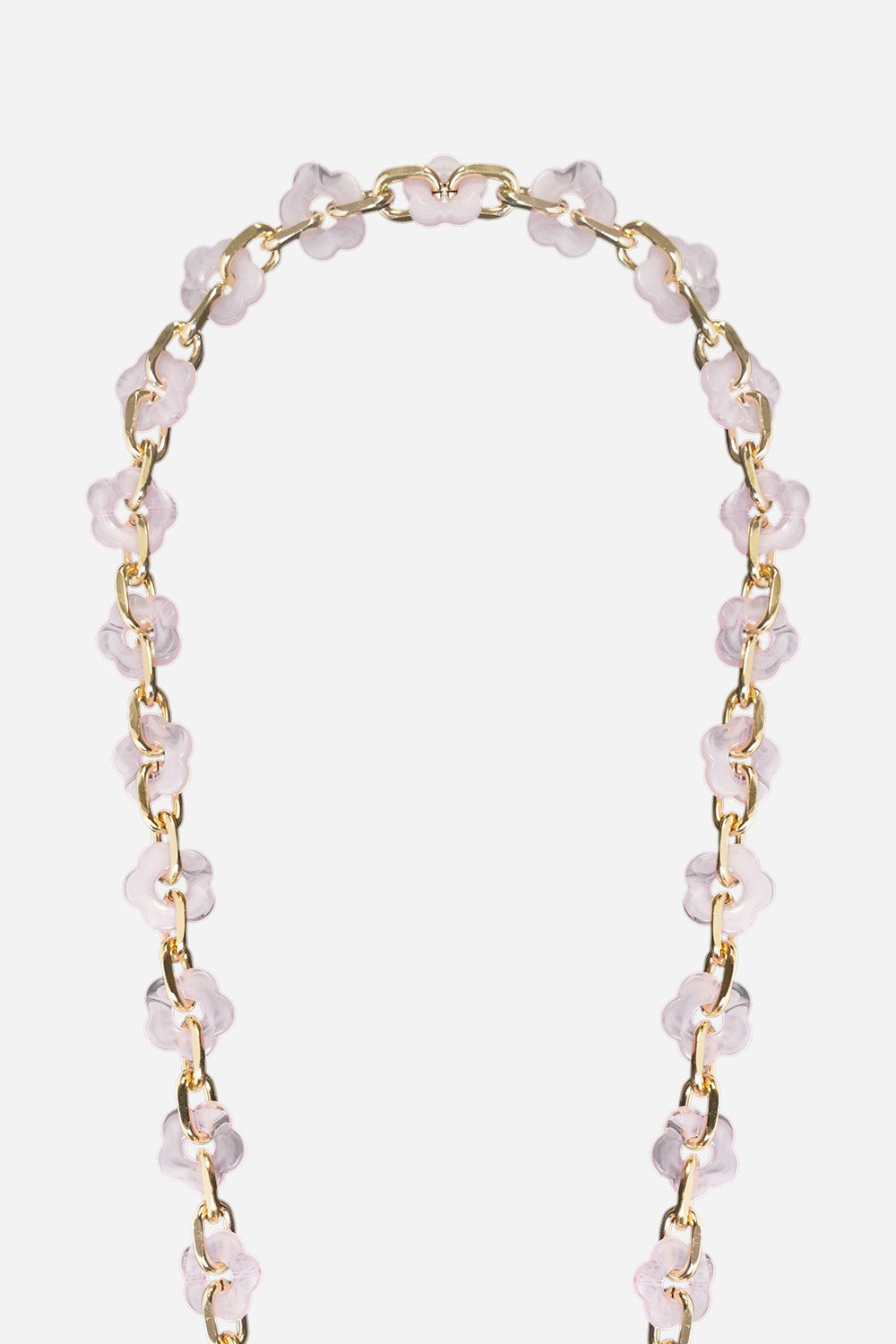 Cassy Long Chain with Pink Shell Flowers 120 cm
