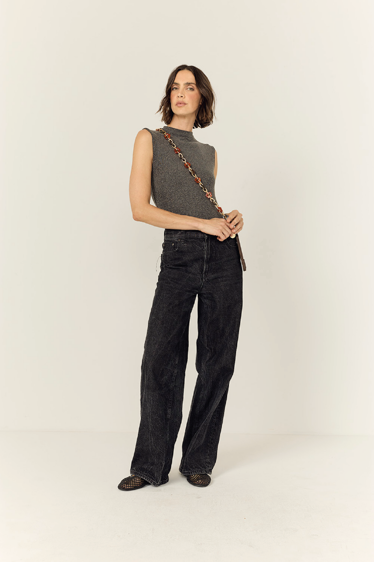 Cassy Long Chain Brown Red 120 cm