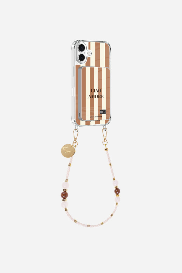 Coque anneaux + batterie + chaine courte Ciao Amore Beige et Marron