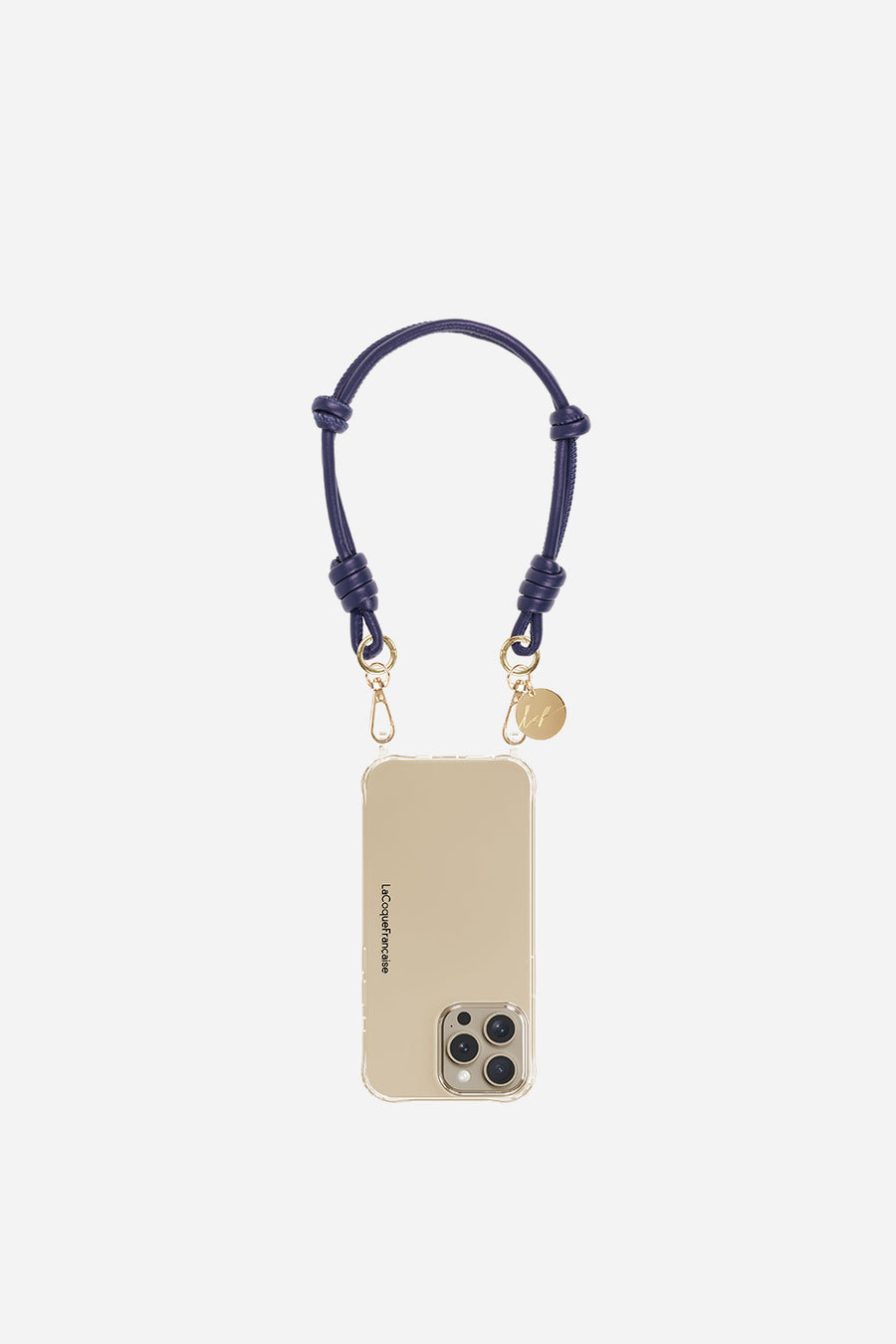 Coque anneaux + Plaque + chaine courte Léopard Bleu et Beige - 4