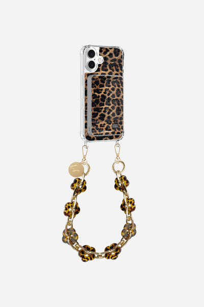 Coque anneaux + batterie + chaine courte cassy fleurs écaille marron