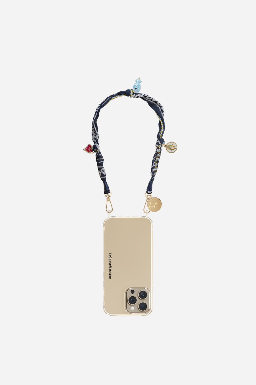 Coque anneaux + Plaque + chaine courte Bandana Bleu - 4