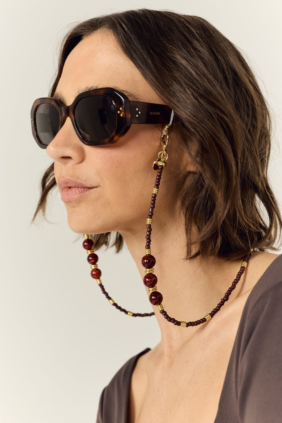 Bijoux Chaine De Lunettes Iris Bordeaux 72 cm - 3