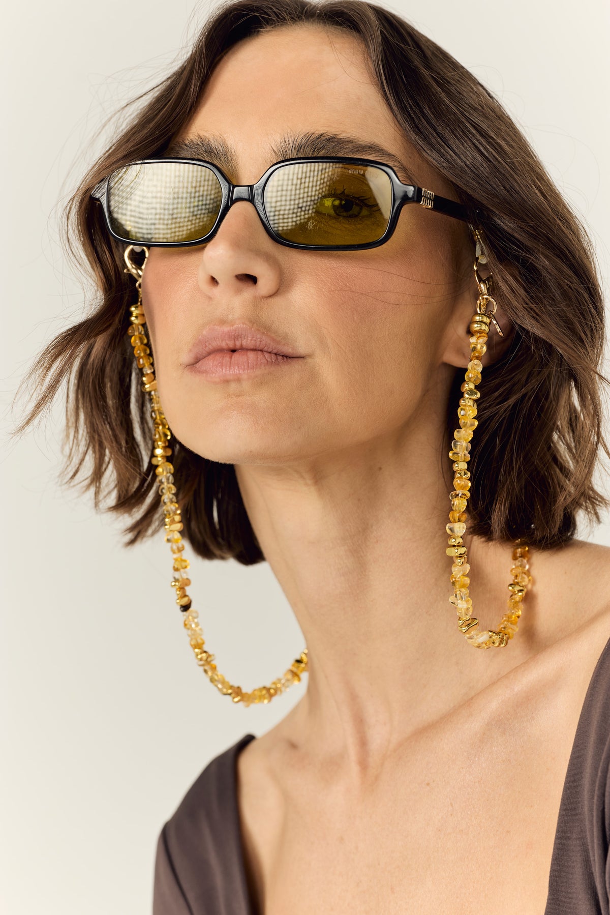 Bijoux Chaine De Lunettes Liviya Ambre 72 cm - 4