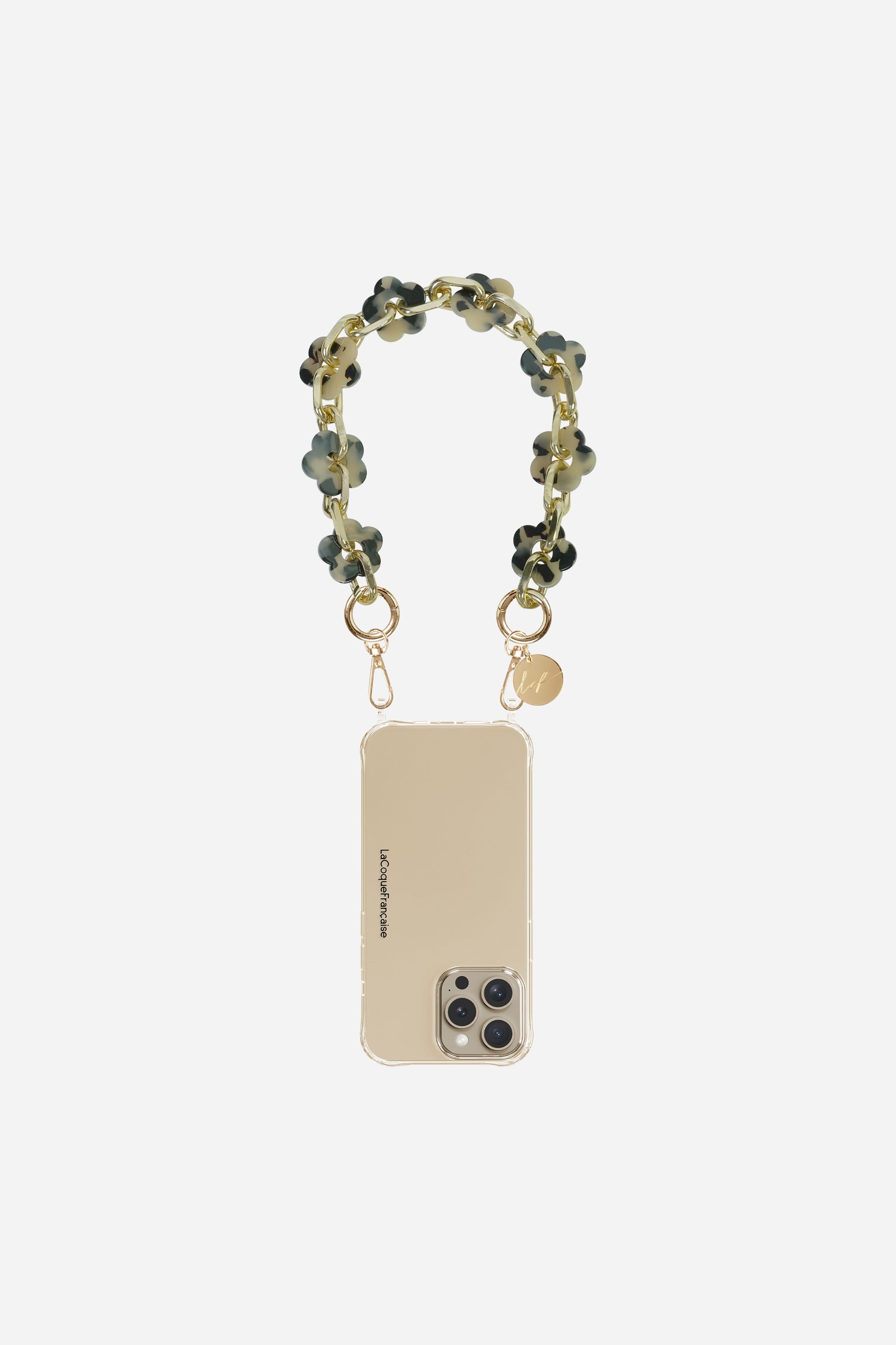 Chaine Courte Cassy Fleurs Ecaille Beige 40 cm
