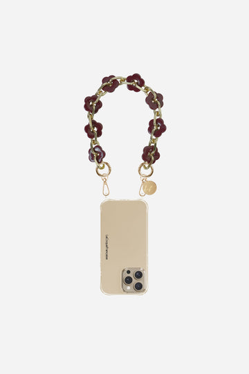 Chaine Courte Cassy Fleurs Bordeaux 40 cm