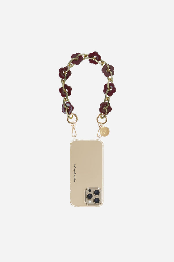 Chaine Courte Cassy Fleurs Bordeaux 40 cm