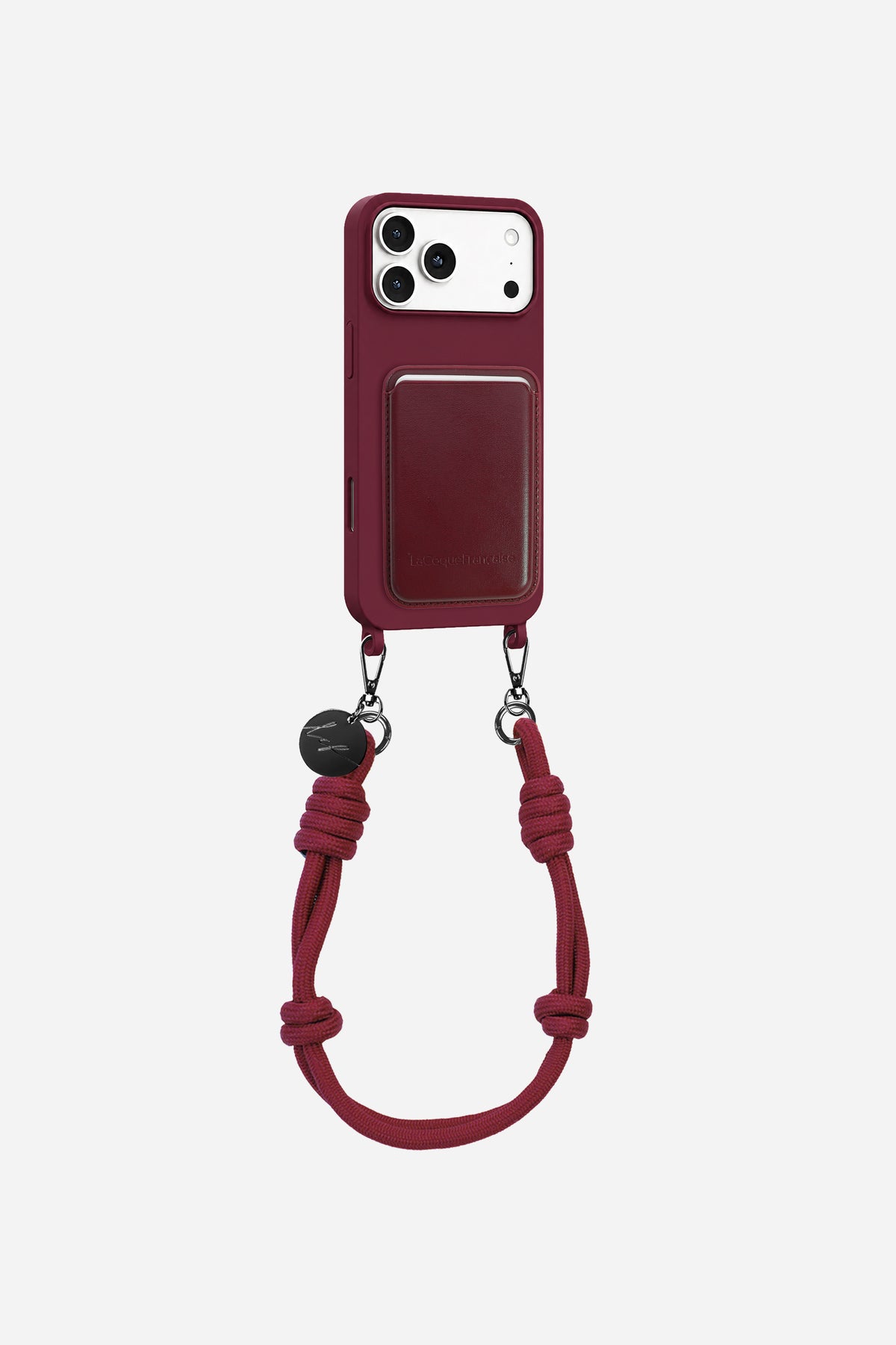 Coque Soft Touch + Porte carte + Cordons bordeaux