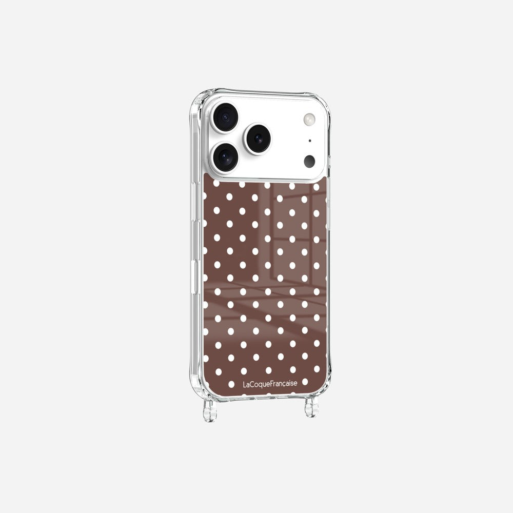 Coque Anneaux Imprimee Pois Marron - 22