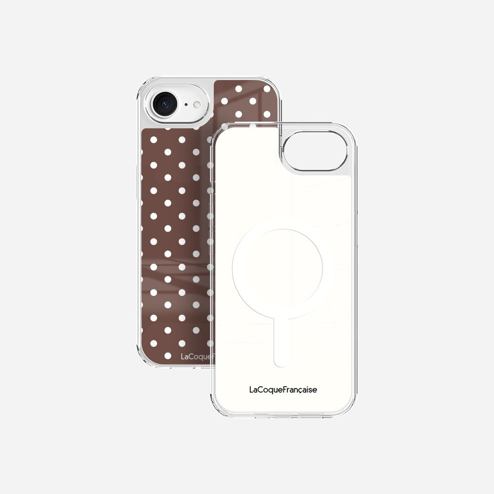Coque Sans Anneaux Imprimee Pois Marron