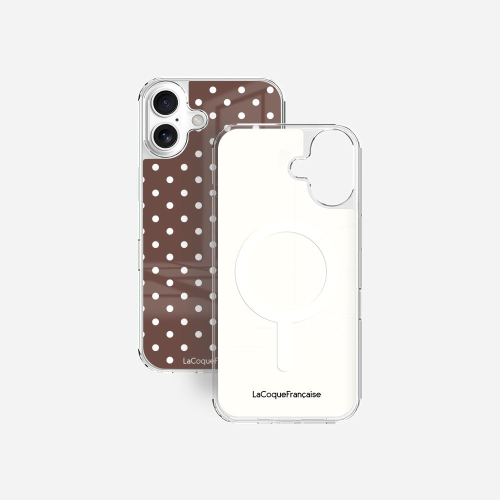 Coque Sans Anneaux Imprimee Pois Marron