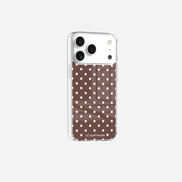 Coque Sans Anneaux Imprimee Pois Marron