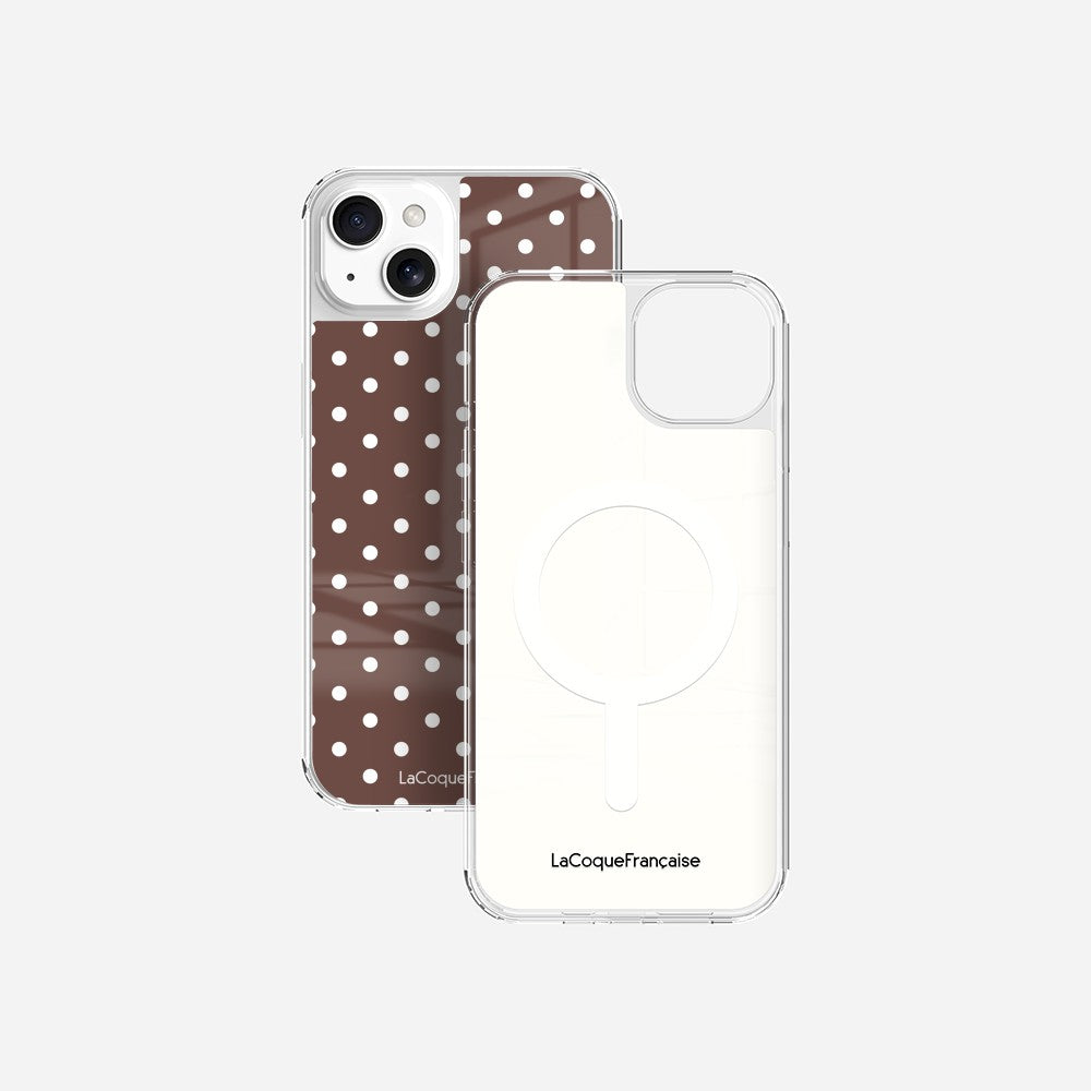 Coque Sans Anneaux Imprimee Pois Marron