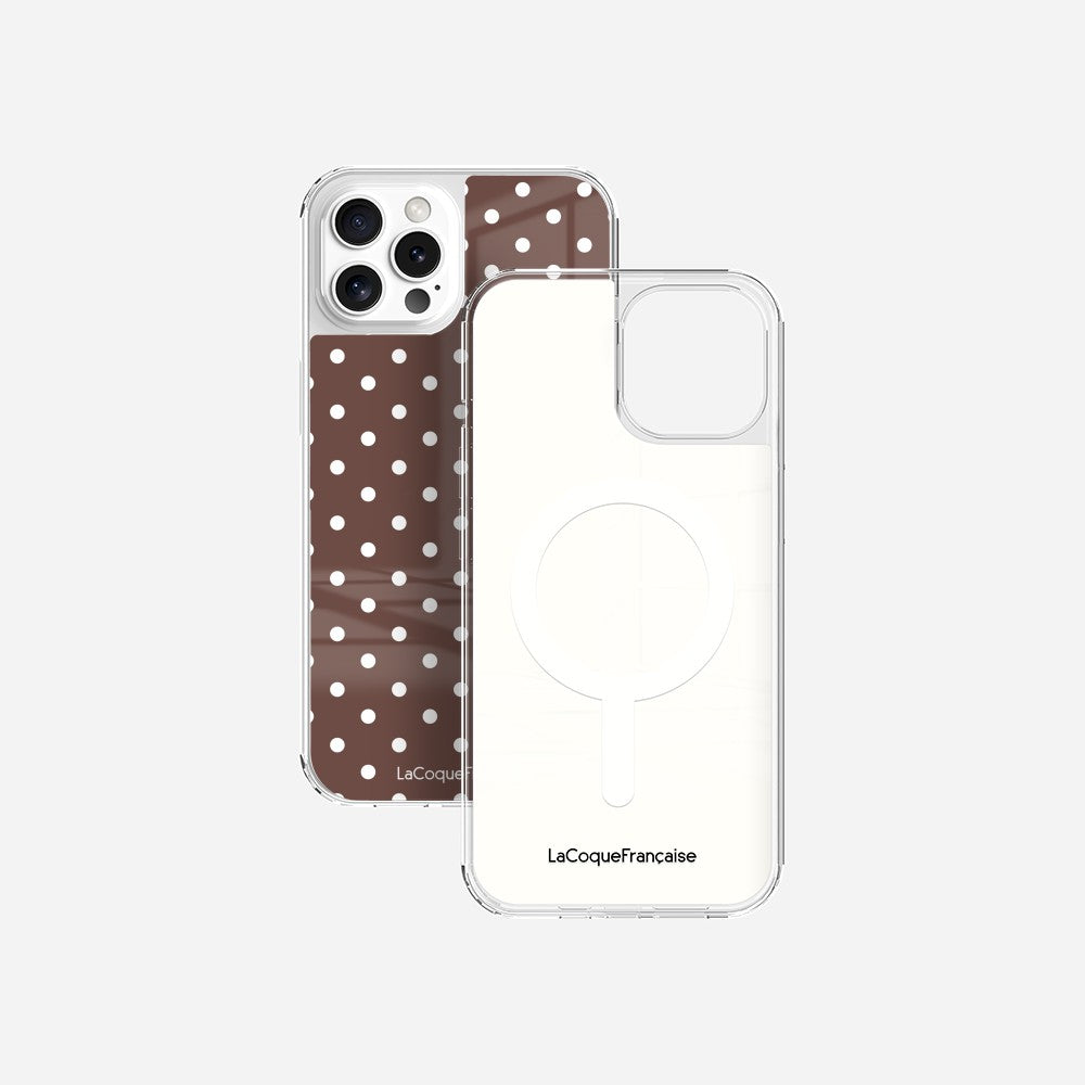 Coque Sans Anneaux Imprimee Pois Marron