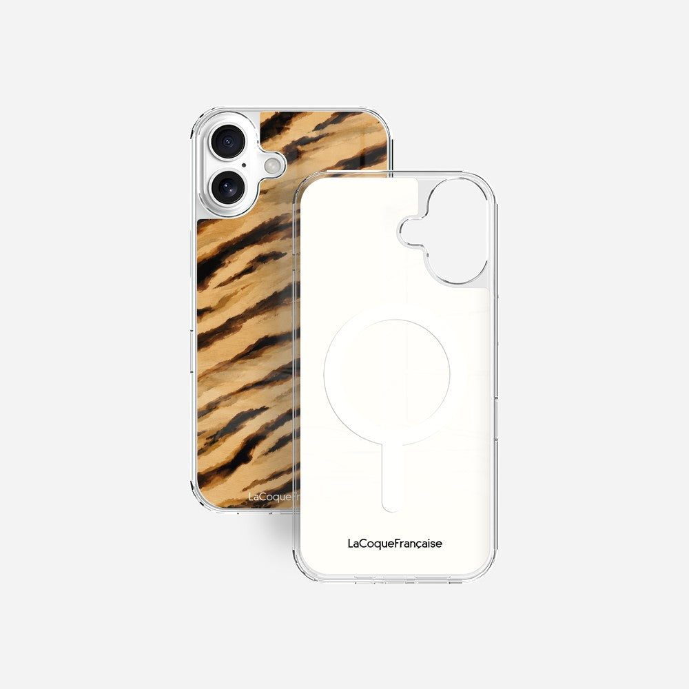 Coque Sans Anneaux Imprimee Zebre Beige Noir