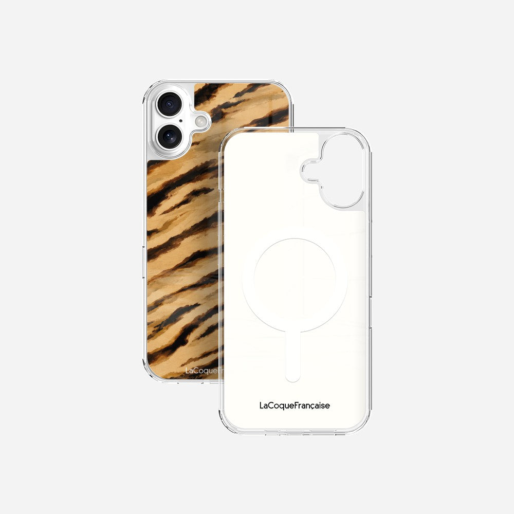 Coque Sans Anneaux Imprimee Zebre Beige Noir