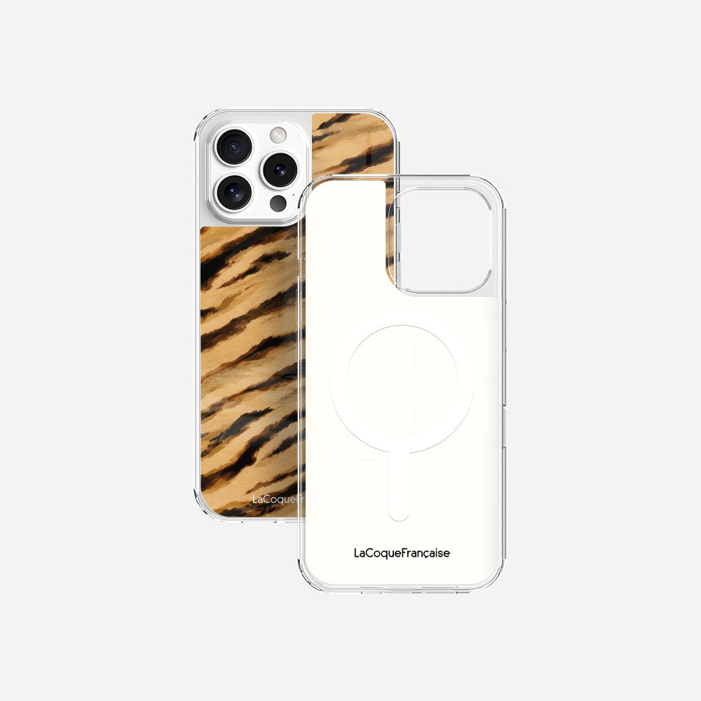 Coque Sans Anneaux Imprimee Zebre Beige Noir