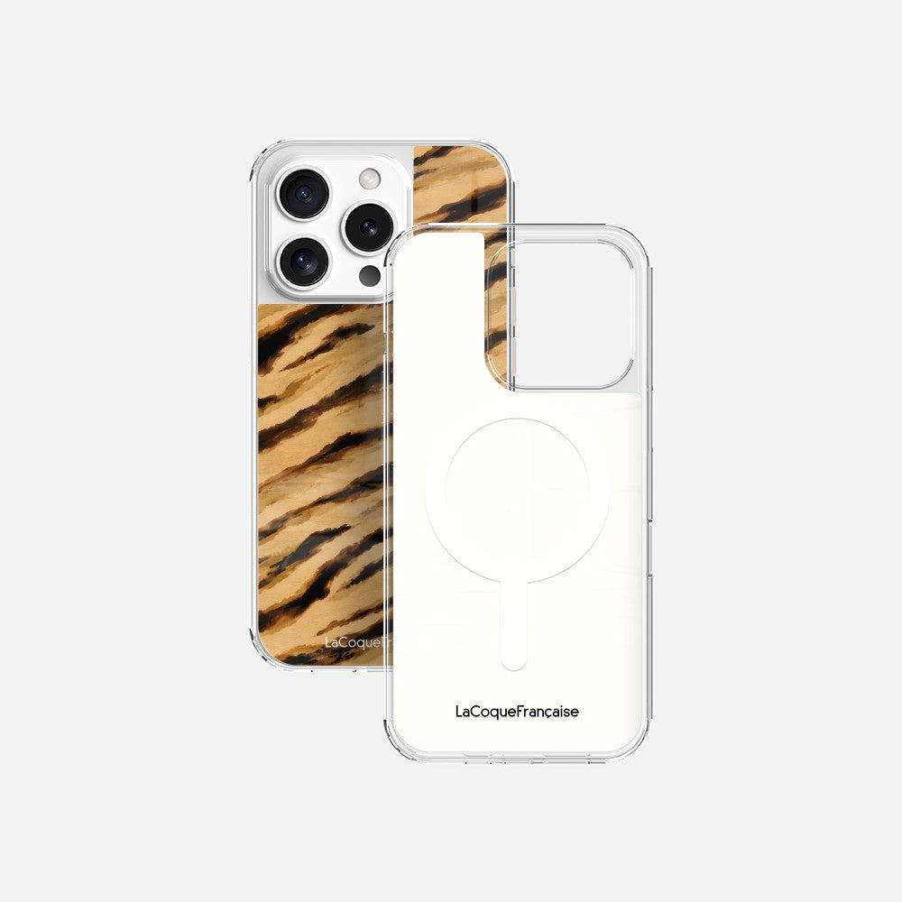 Coque Sans Anneaux Imprimee Zebre Beige Noir