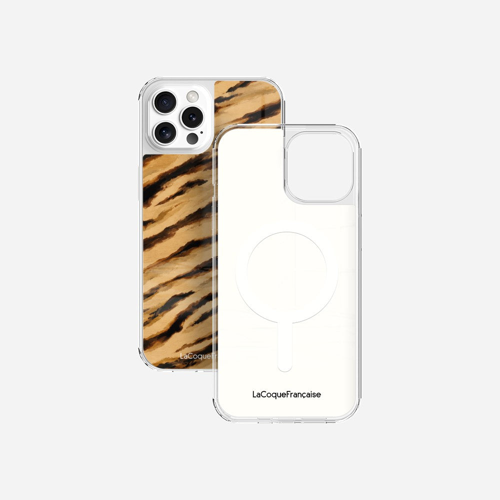 Coque Sans Anneaux Imprimee Zebre Beige Noir