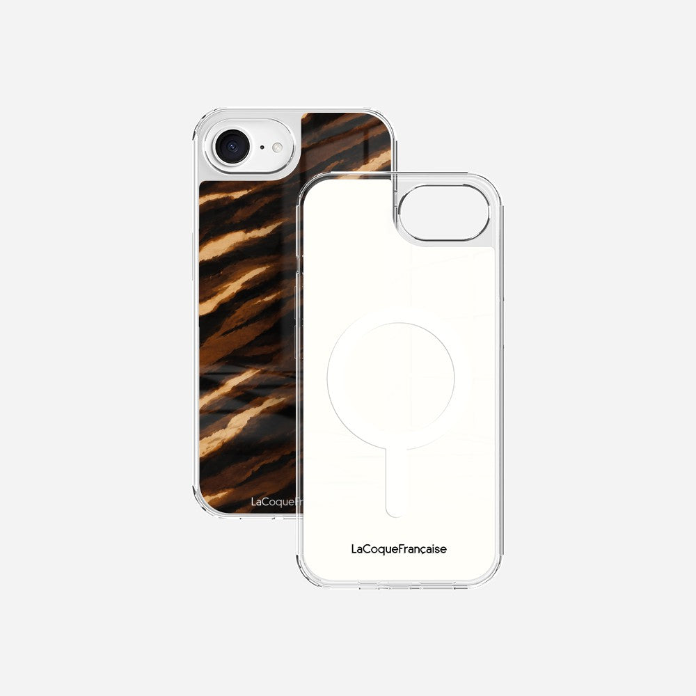 Coque Sans Anneaux Imprimee Zebre Chocolat Noir