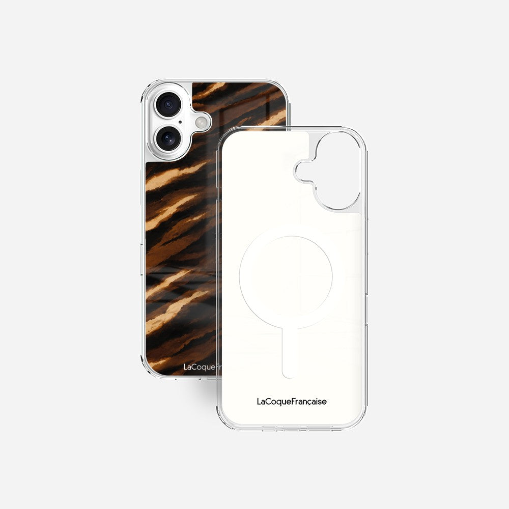 Coque Sans Anneaux Imprimee Zebre Chocolat Noir