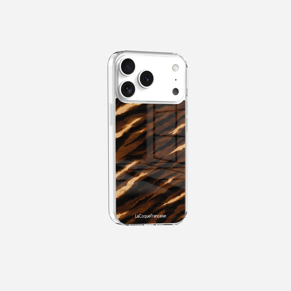 Coque Sans Anneaux Imprimee Zebre Chocolat Noir