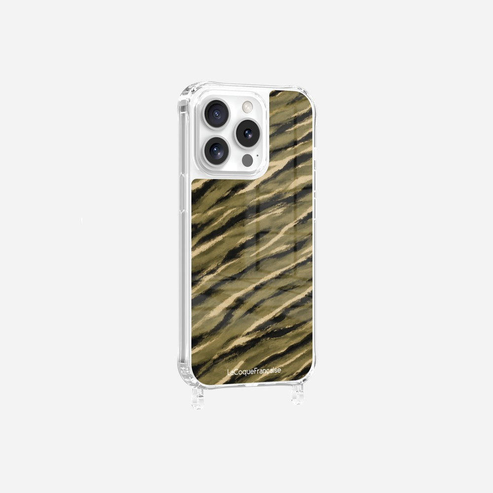 Coque Anneaux Imprimee Zebre Kaki Noir - 14