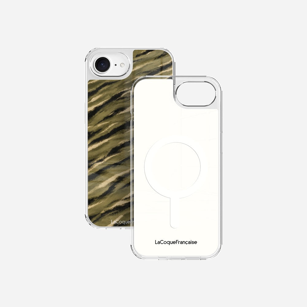 Coque Sans Anneaux Imprimee Zebre Kaki Noir