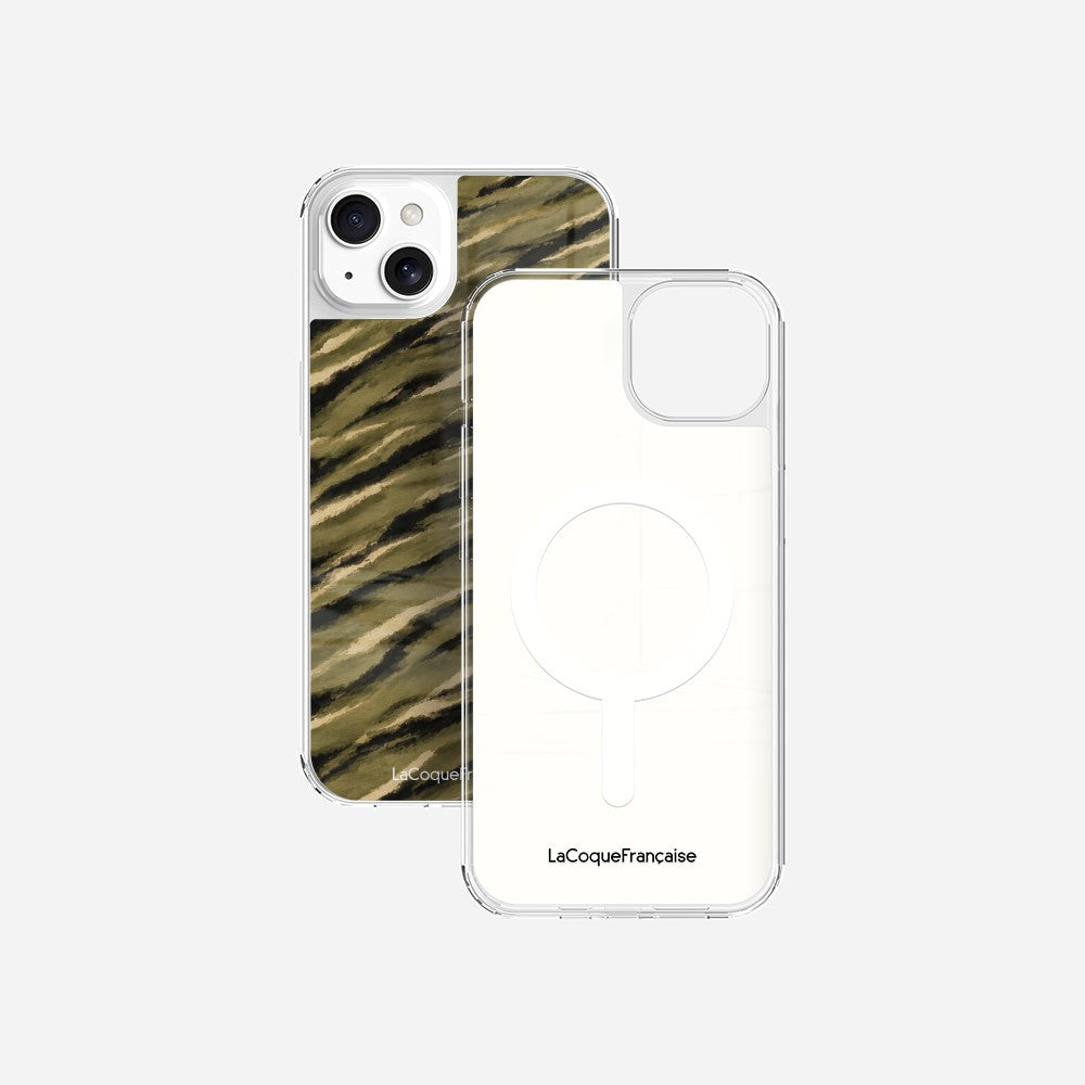 Coque Sans Anneaux Imprimee Zebre Kaki Noir