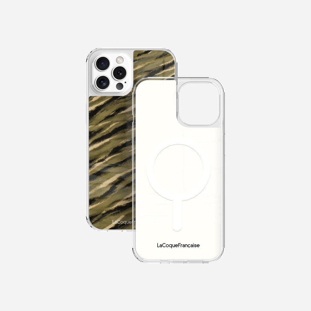 Coque Sans Anneaux Imprimee Zebre Kaki Noir
