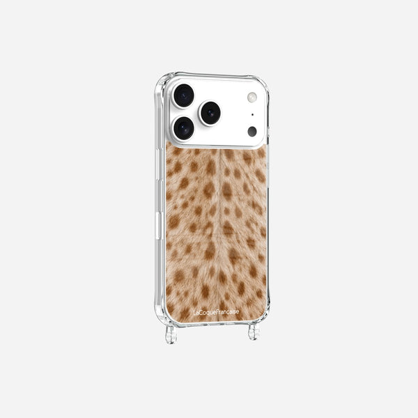 Coque Anneaux Imprimee Tachete Beige