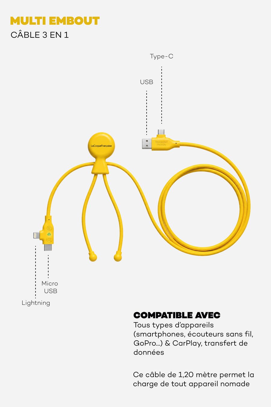 Chargeur Cable Jaune