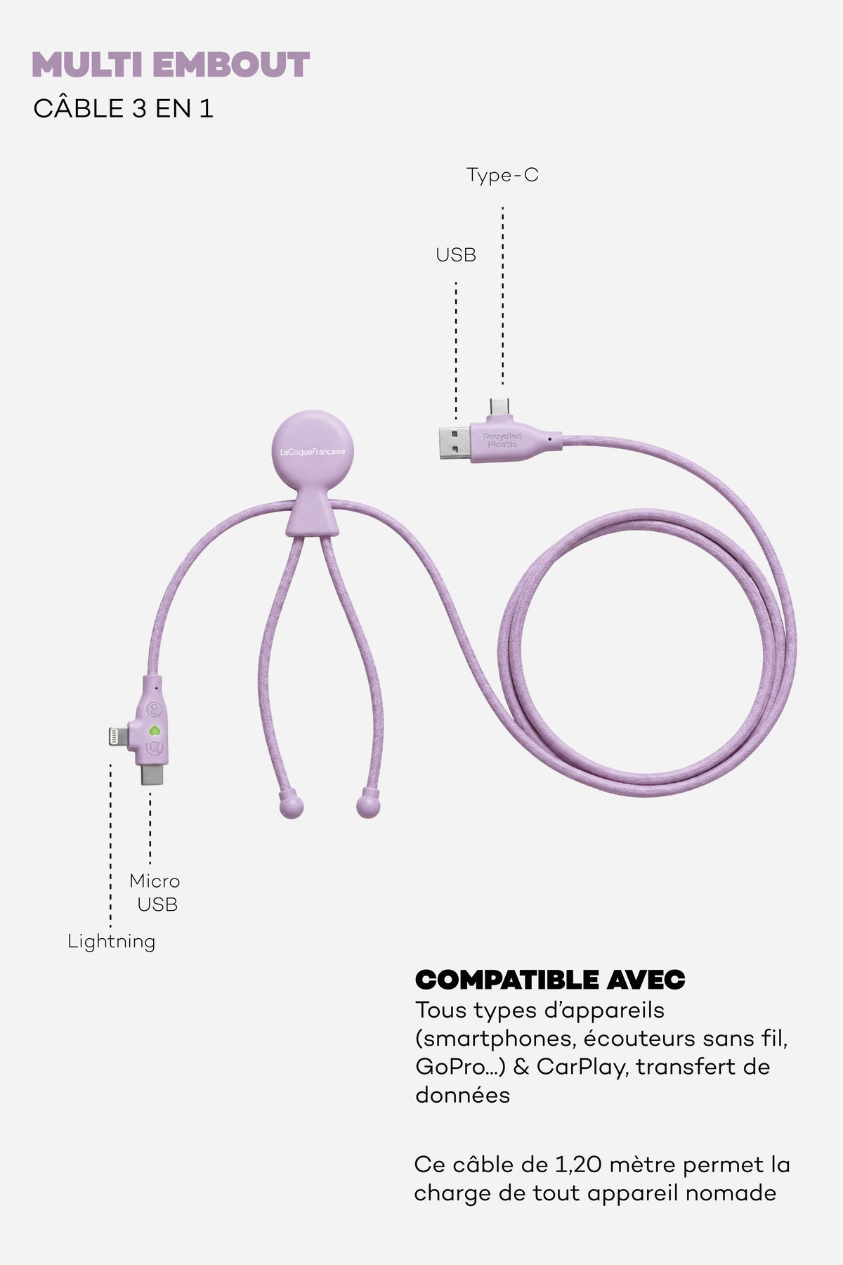 Chargeur Cable Violet