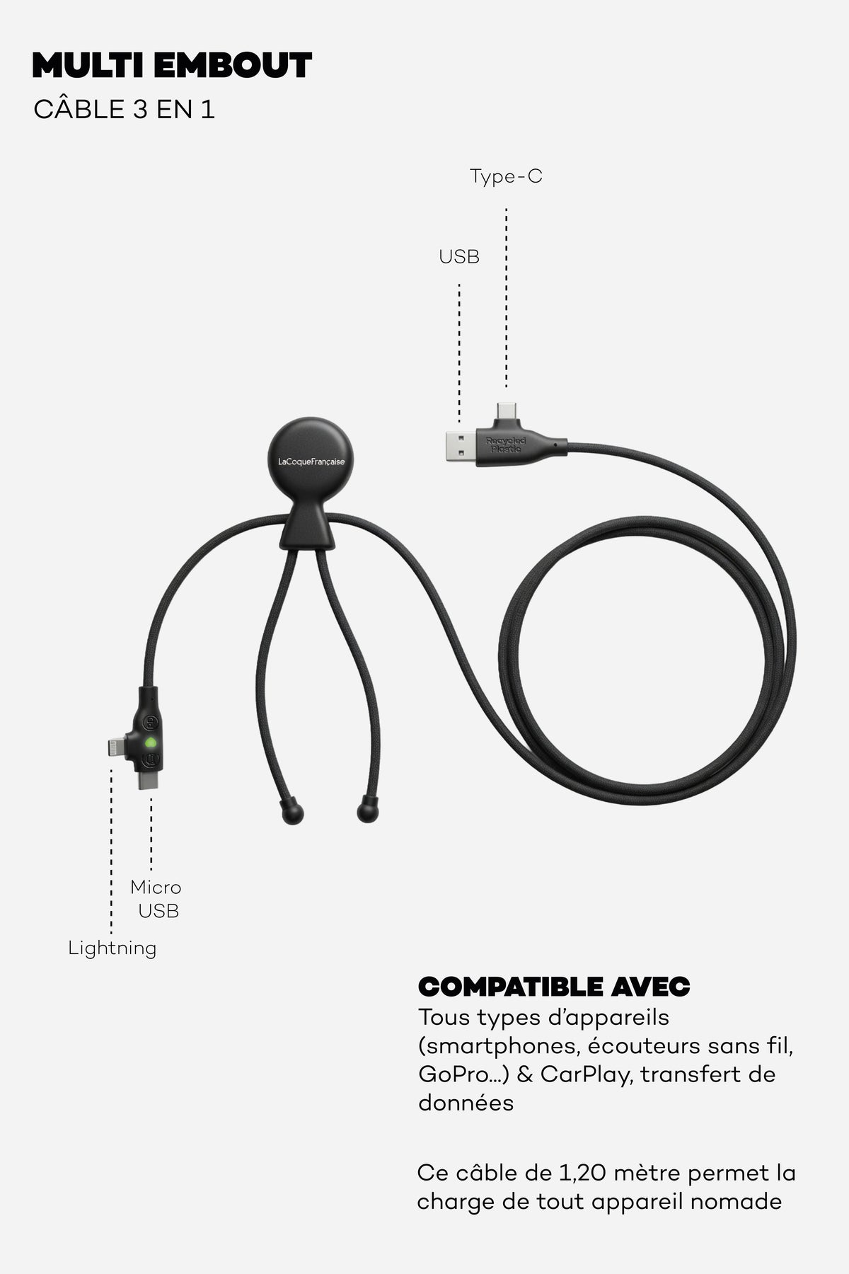 Chargeur Cable Noir