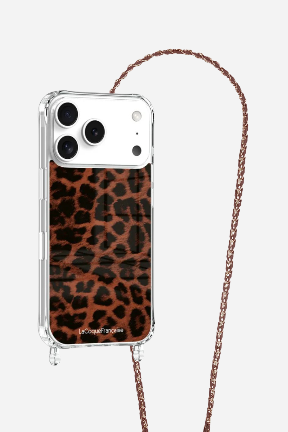 Ensemble Coque Léopard Terracotta et Chaîne Lou Bordeaux