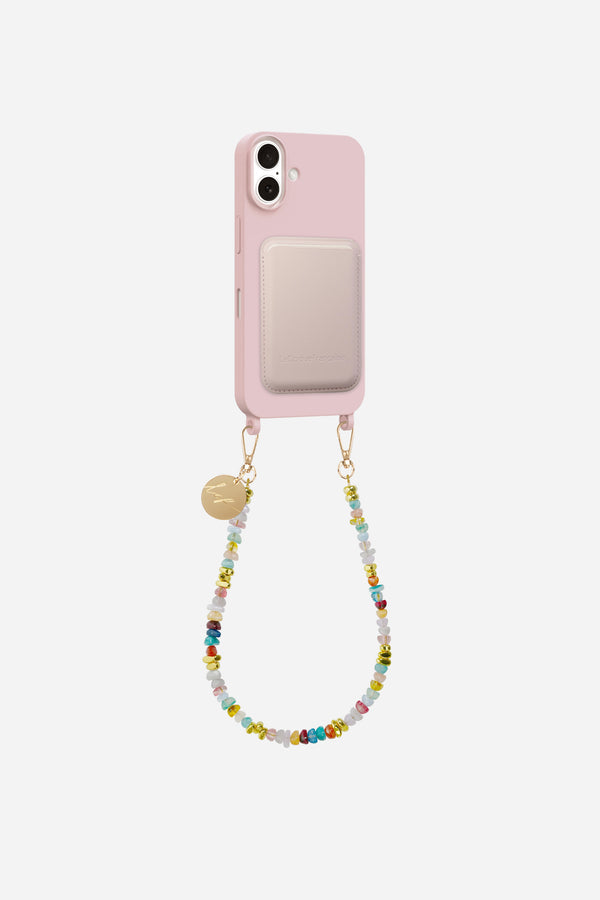 Coque Soft Touch + Porte carte + Chaine Nude