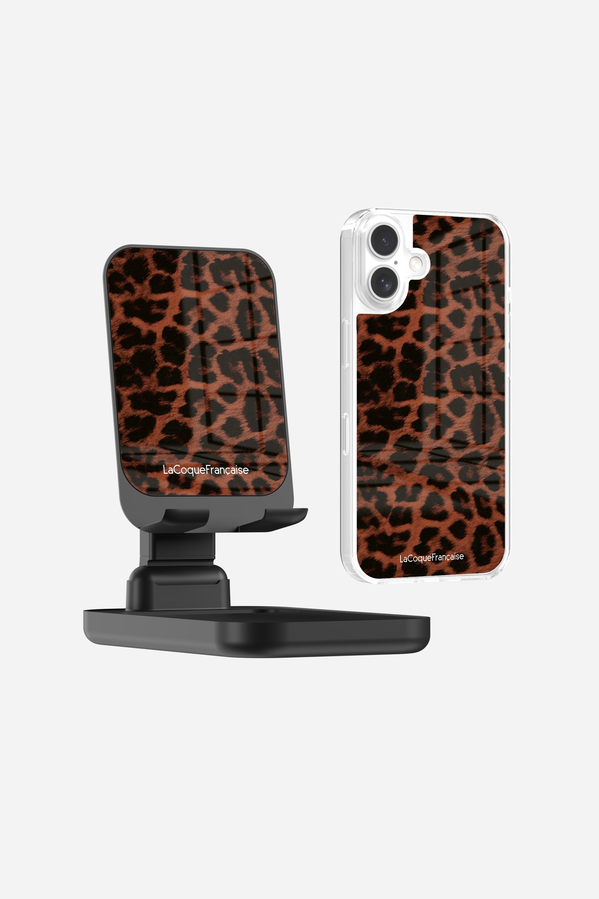 Desk Stand + Leopard Terracotta Case Without Rings