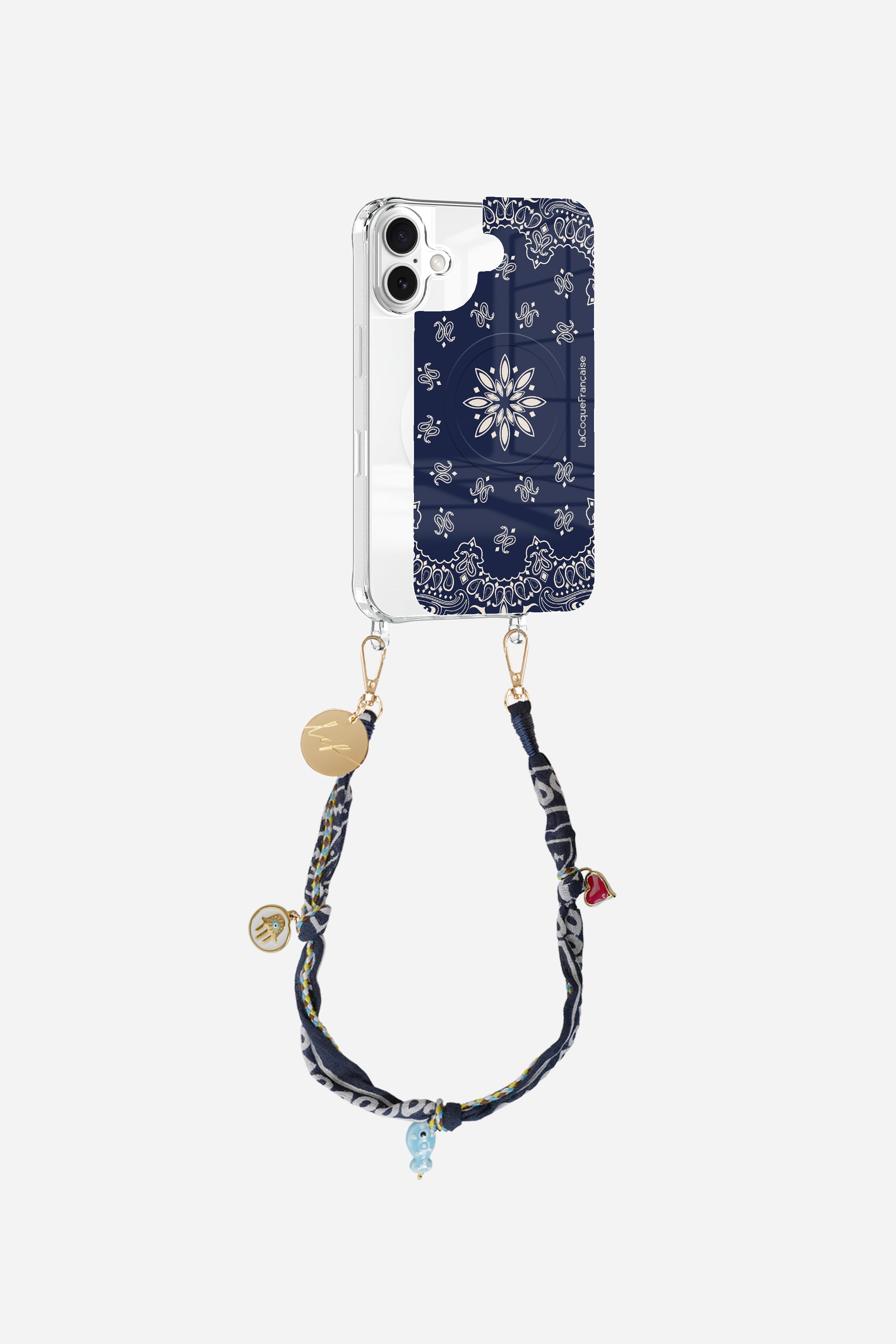Ring case + Plate + short chain Blue Bandana