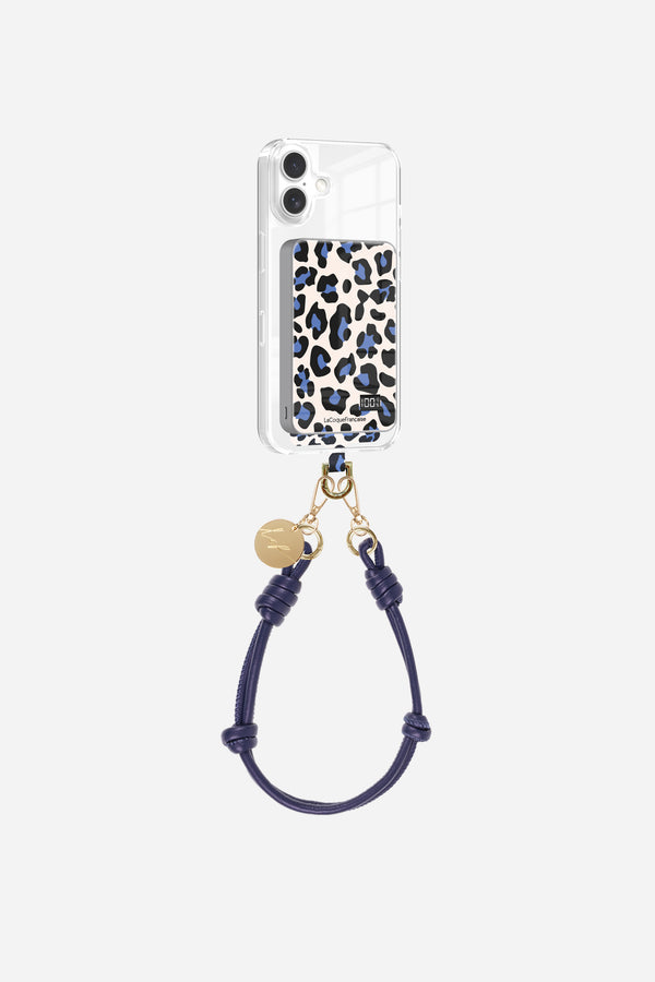 Adaptateur + batterie + chaine courte Léopard Bleu et Beige