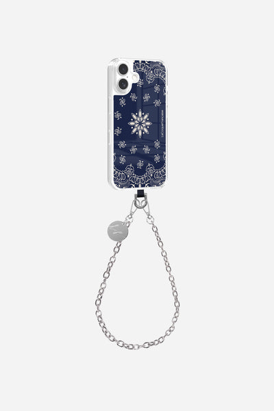 Adaptateur + Coque Sans Anneaux + Chaine Courte Bandana Bleu Marine