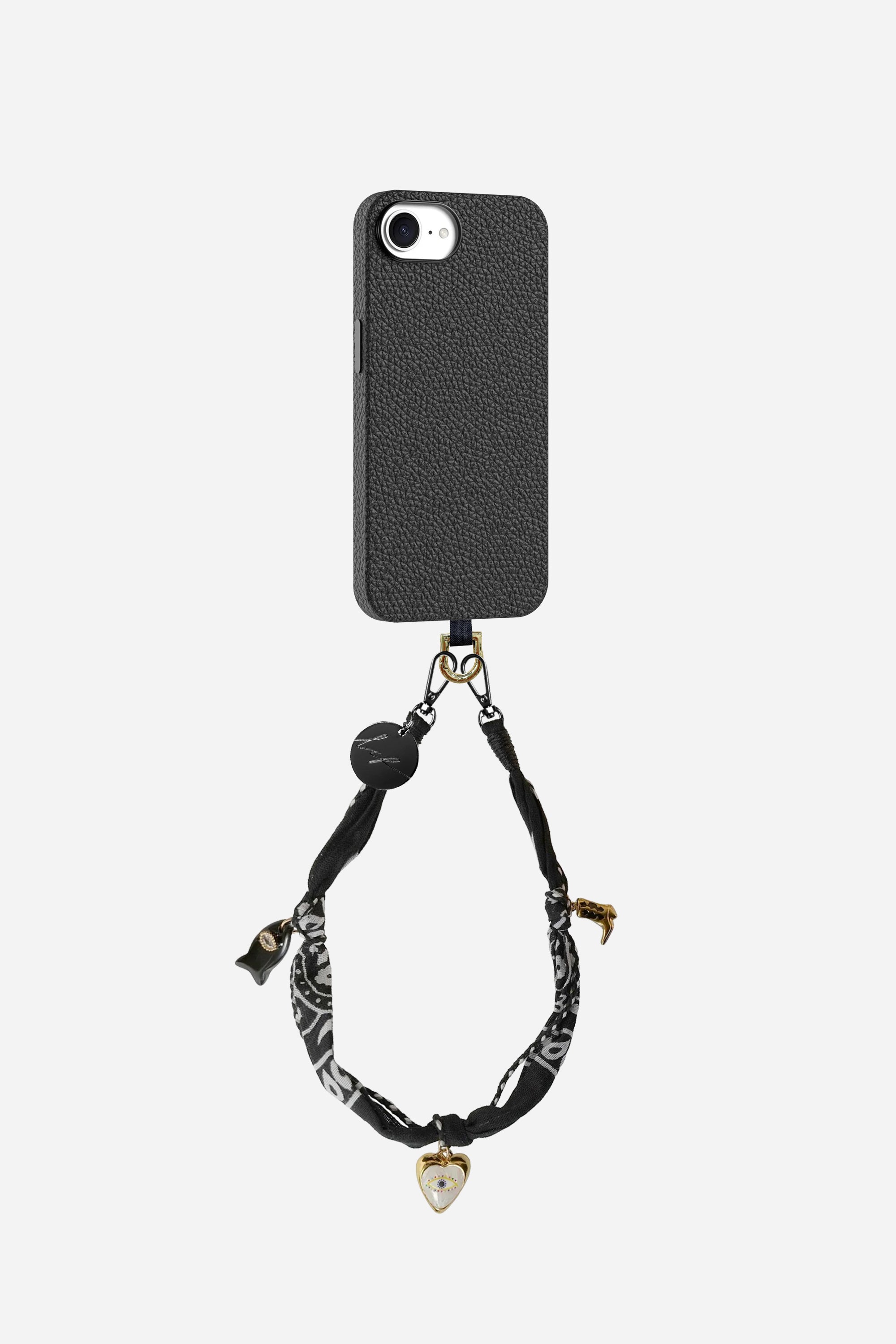 Leather Case + Adapter + Short Chain Black Bandana