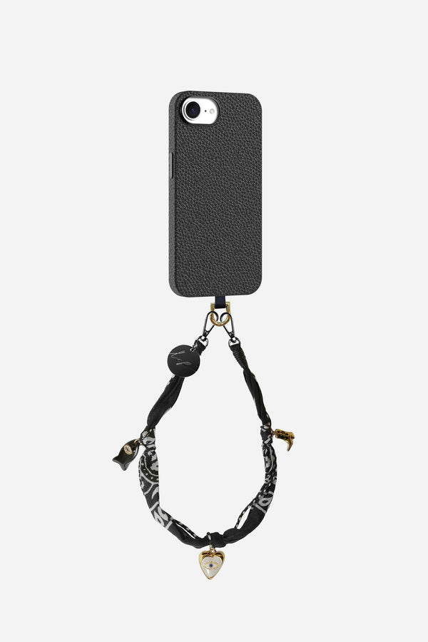 Coque en Cuir + Adaptateur + Chaine Courte Bandana Noir